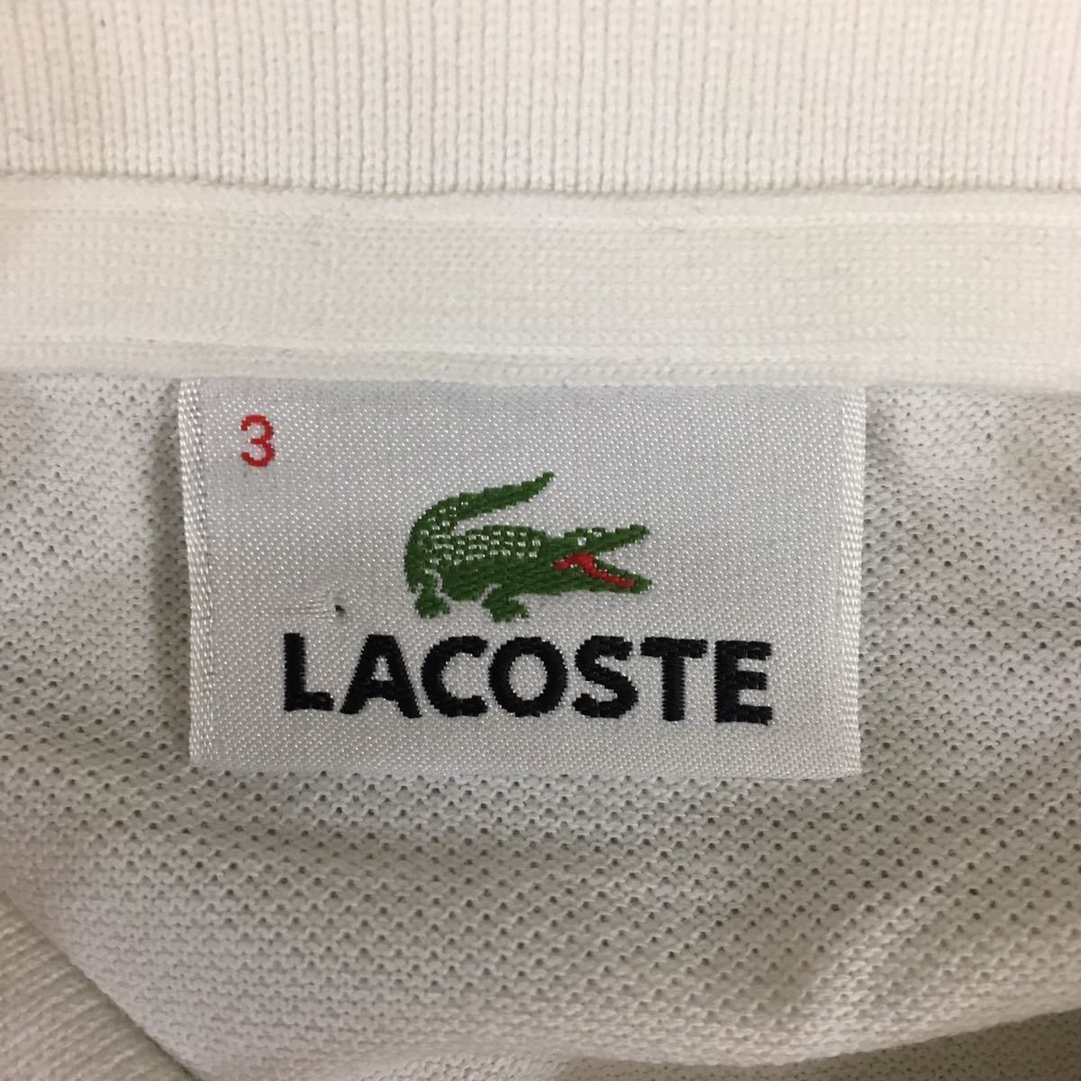 【美品・良品】ラコステ LACOSTE ポロシャツ 七分袖 トップス かのこ ホワイトワニ 日本製 ファブリカ ホワイト 白 メンズ 3サイズ £▽_画像4