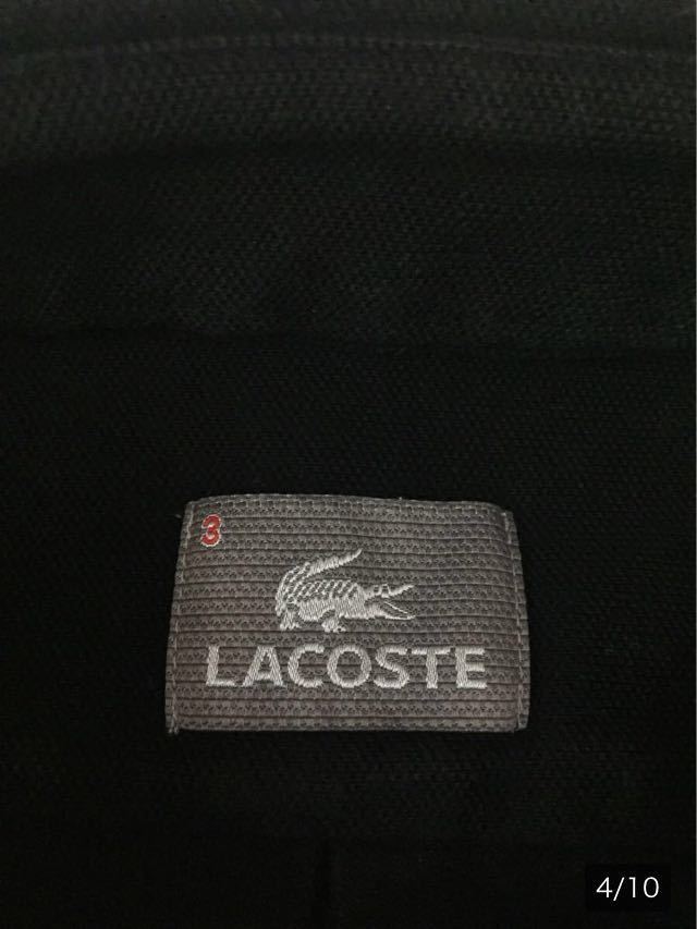 ラコステ LACOSTE 銀ワニ ポロシャツ 長袖 ボタンダウンシャツ ブラック レディース サイズ3 !★_画像4