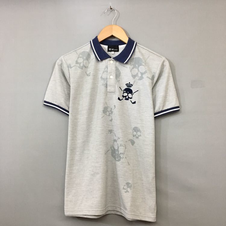  Takeo Kikuchi TAKEO KIKUCHI Golf wear polo-shirt deer. . short sleeves Skull gray men's for man M size ♭^