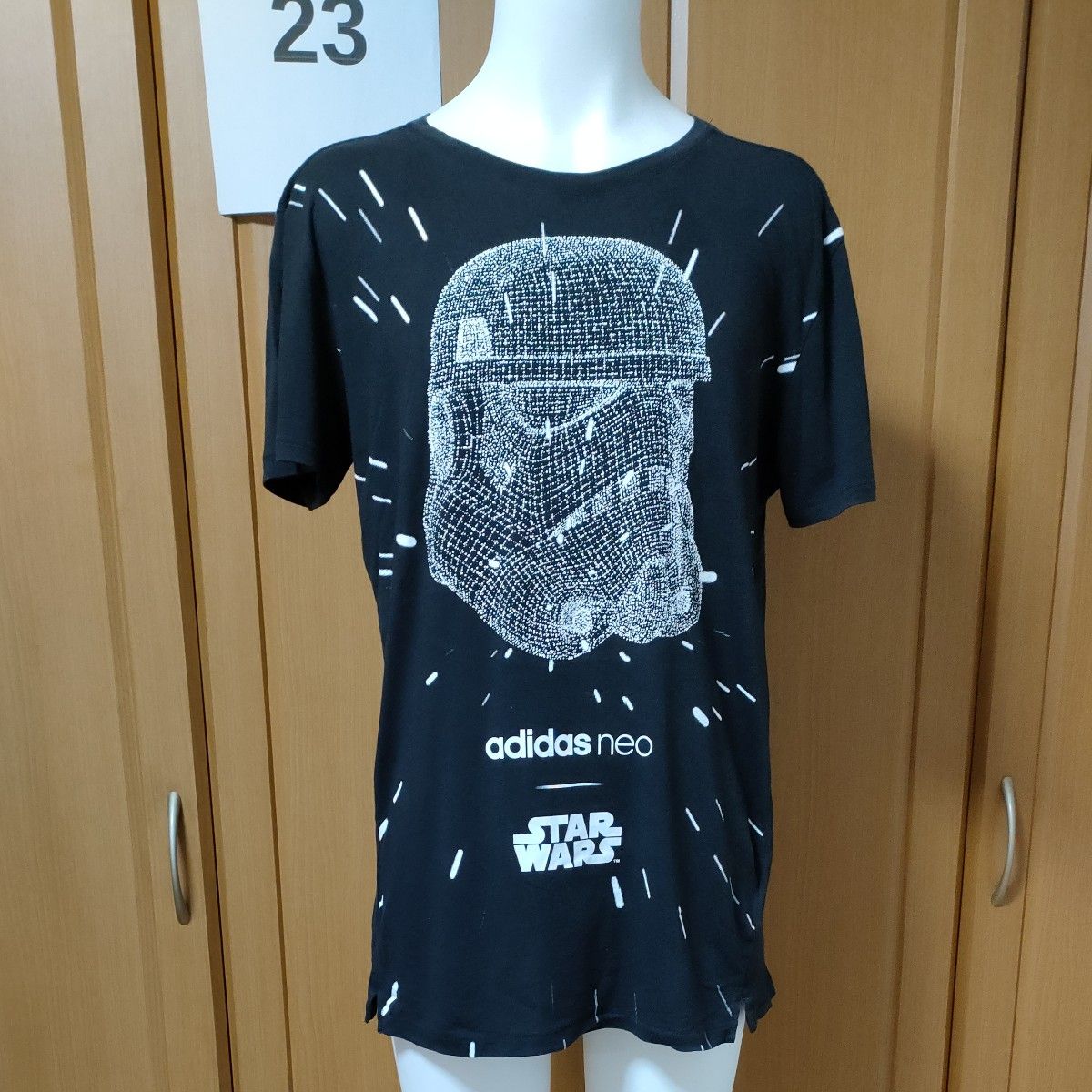 アディダスネオ×スターウォーズ半袖ＴシャツM　ブラック　adidasNEO×STAR WARS STORMROOPER3Dプリント