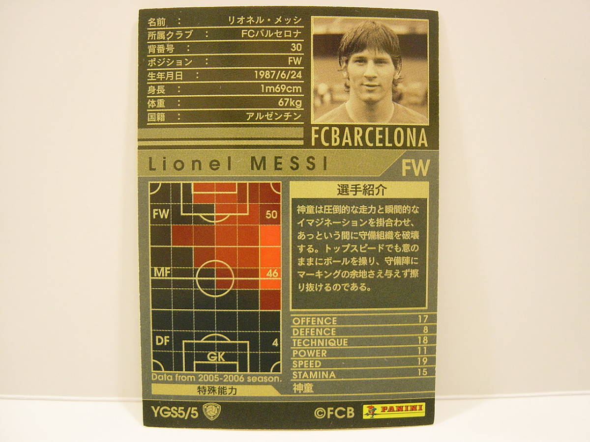 WCCF 2005-2006 YGS リオネル・メッシ　Lionel Messi No.30 FC Barcelona Spain 05-06 Young Star Panini_画像4