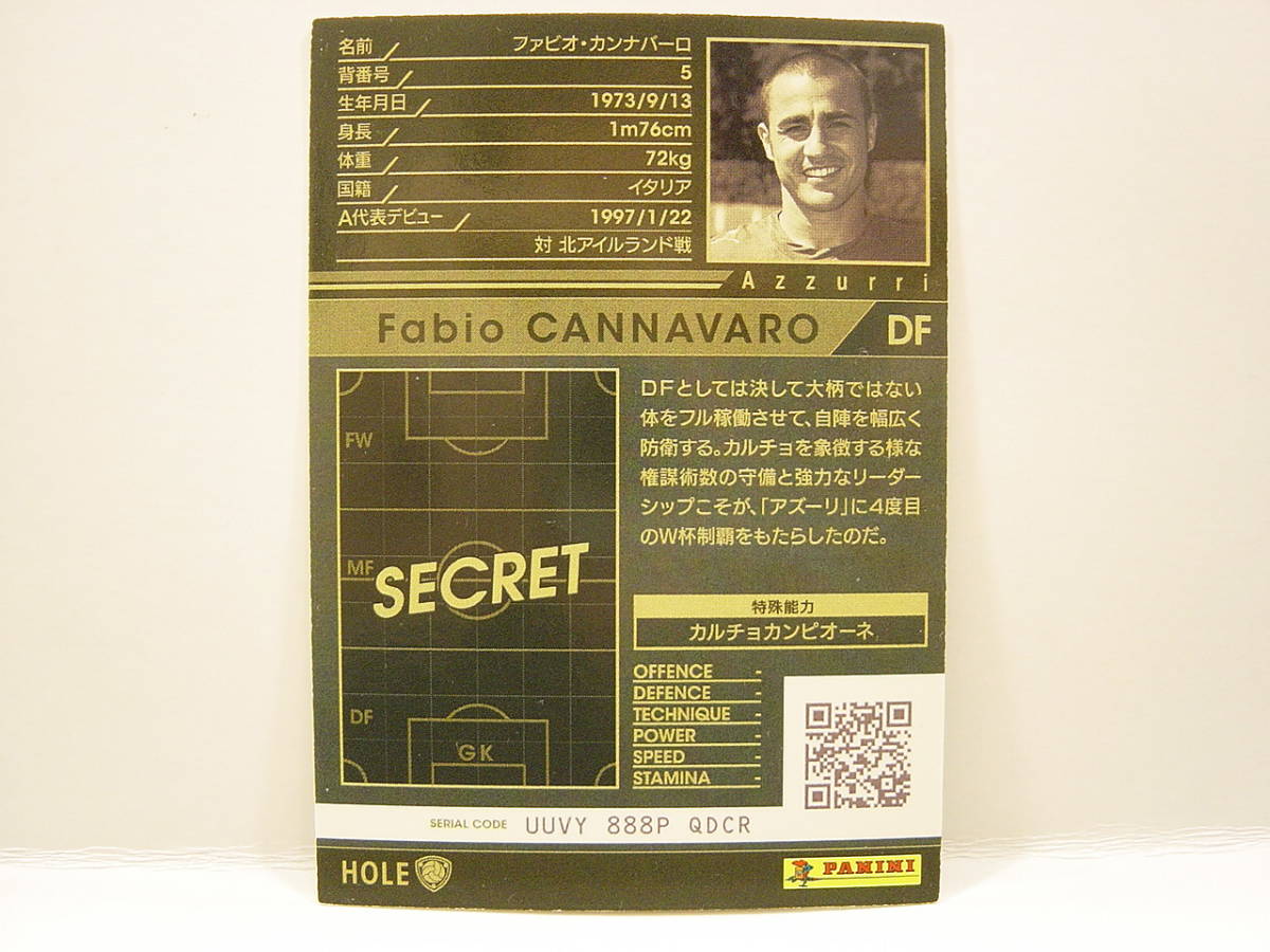 Panini WCCF 2013-2014 HOLE ファビオ・カンナバーロ　Fabio Cannavaro 1973 Italy　Azzurri 1997-2010 History Of Legends_画像4