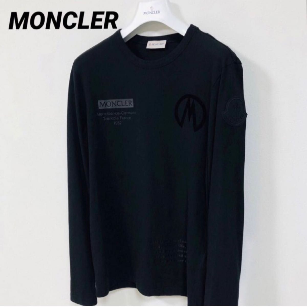 モンクレール　MONCLER ラバーデカワッペン ロンT ブラック　国内正規品