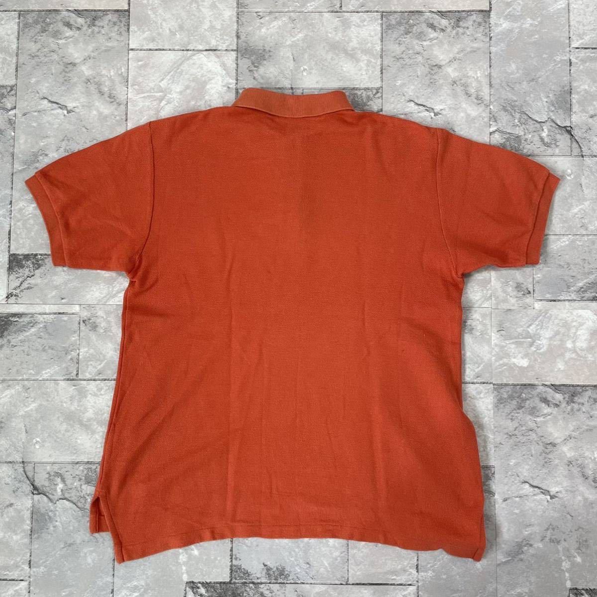 90s Ralph Lauren ラルフローレン Y2K ポロシャツ 半袖 刺繍ロゴ ポニー オレンジ レディース サイズM 玉FL3033_画像6