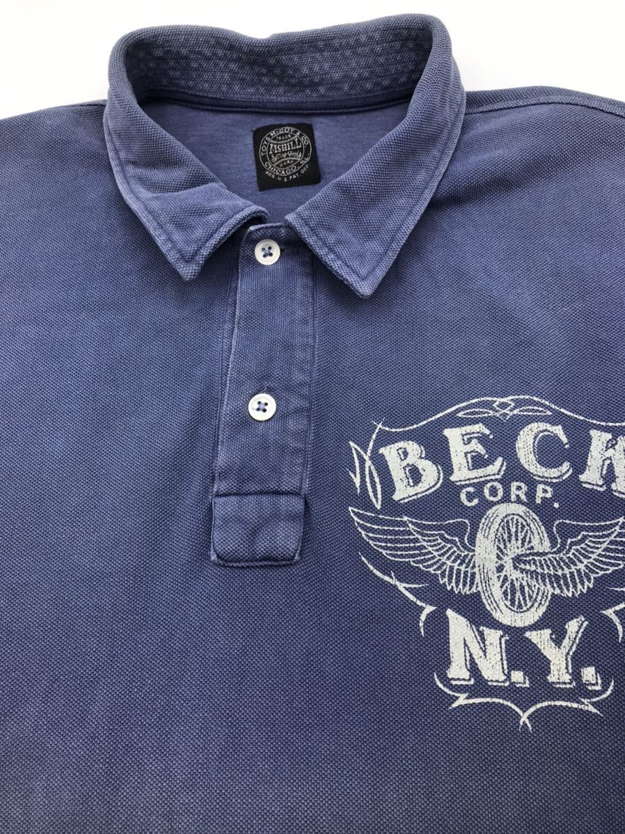 TOYS McCOY 半袖トイズマッコイ BECK フェード加工ポロシャツ ナス紺 フリーホイラーズ RRLの画像4