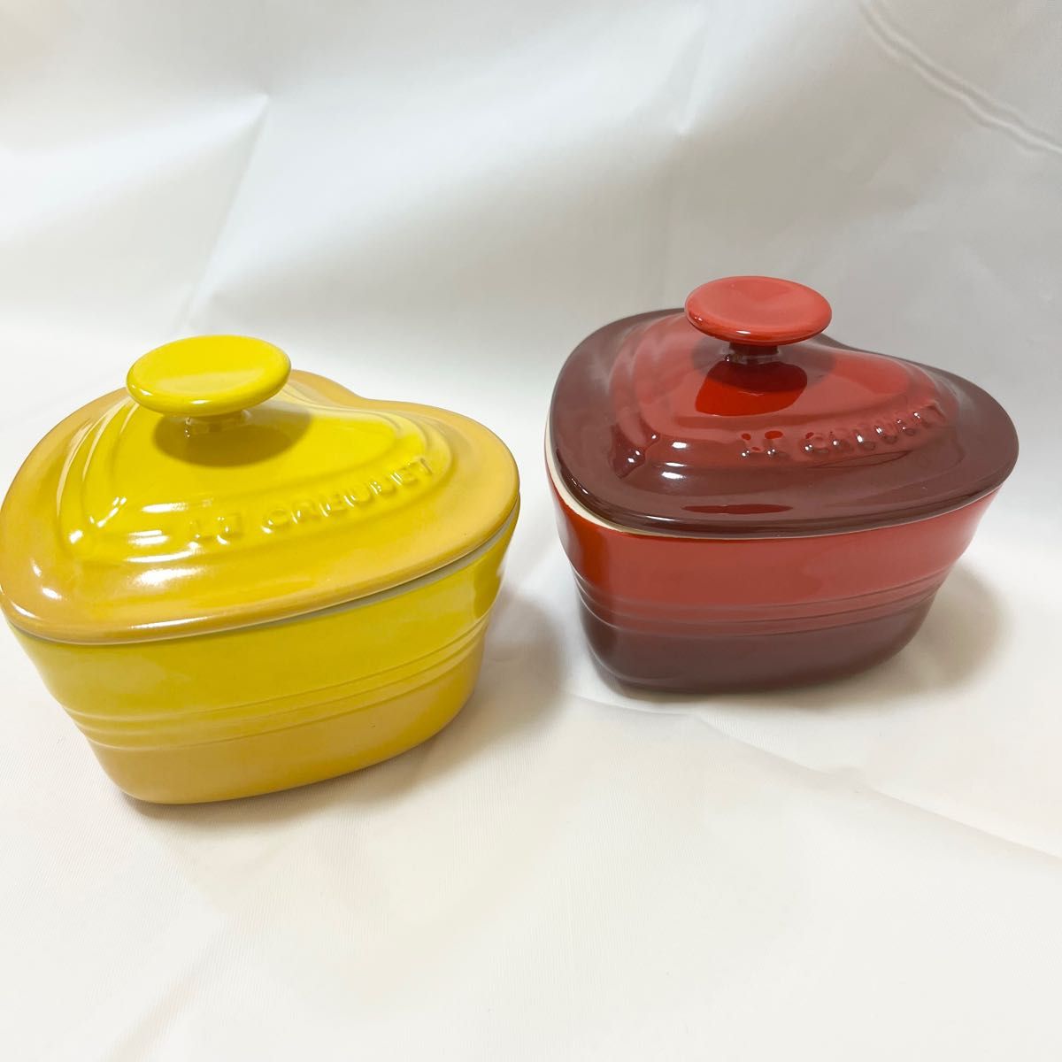 【ル・クルーゼ】ラムカン・ダムール (フタ付き) 2点セット《チェリーレッド&イエロー》 LE CREUSET