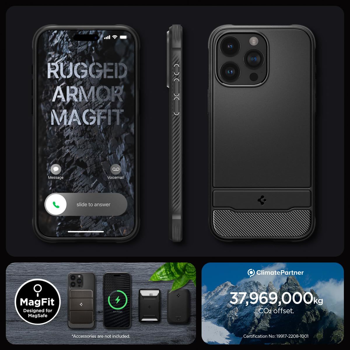 Spigen iPhone15Pro ケース MagSafe 耐衝撃 カーボンデザイン 持ちやすい ACS06703 マットブラック_画像7