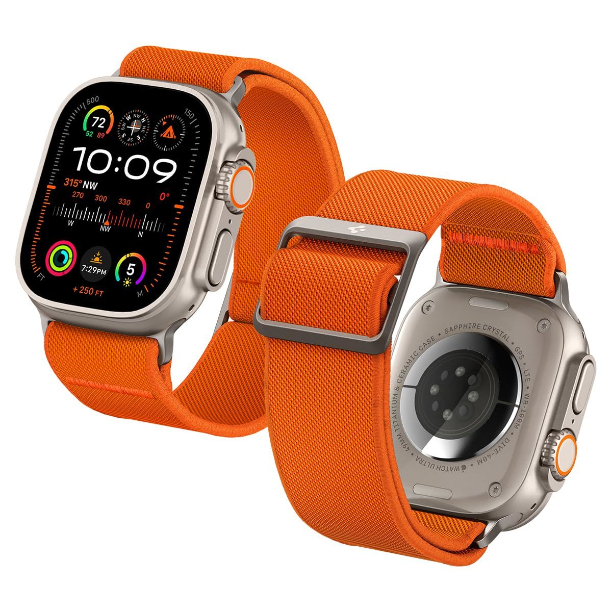 Spigen AppleWatch Ultra2/ultra バンド 49mm Series9/ 8/ 7 45mm SE2/6/SE/5/4 (44mm) 3/2/1 (42mm) ソロループ AMP05986 オレンジ_画像1