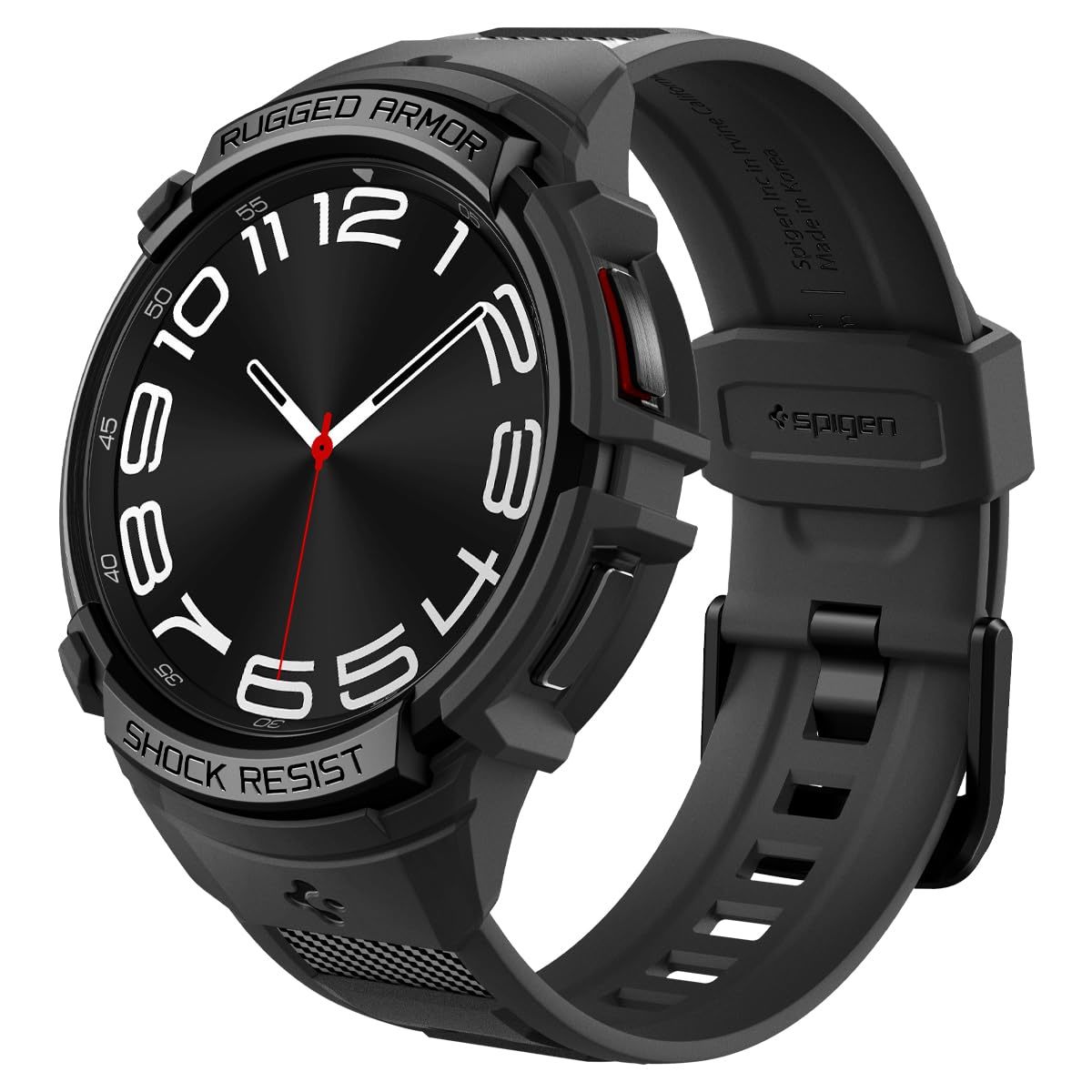 Spigen Galaxy Watch6 Classic 43mm バンド 体組成測定可能 一体型ケース 耐衝撃 スポーツバンド ACS06492 ブラック