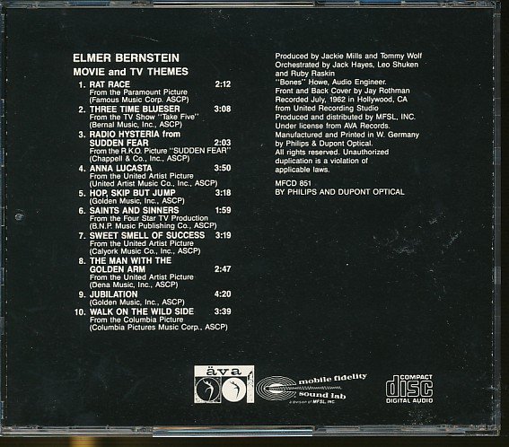 JA725●【送料無料】エルマー・バーンスタイン(Elmer Bernstein)「MOVIE＆TV THEMES」CD 輸入盤_画像2