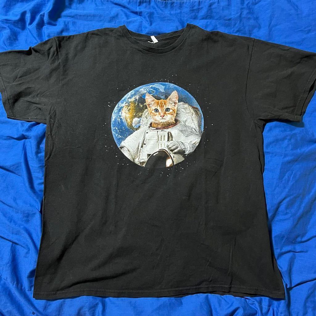 90年代 90s ヴィンテージ 猫 宇宙 プリント Tシャツ XLサイズ USA製