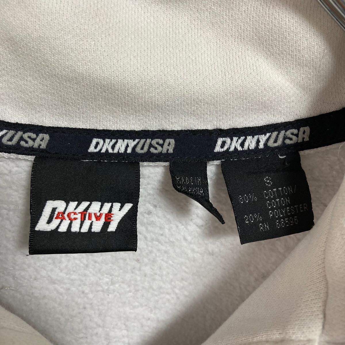 激レアハーフジップスウェット★DKNY ハーフジップスウェット ダナキャラン ニューヨーク 刺繍ロゴ 切替 USA 古着