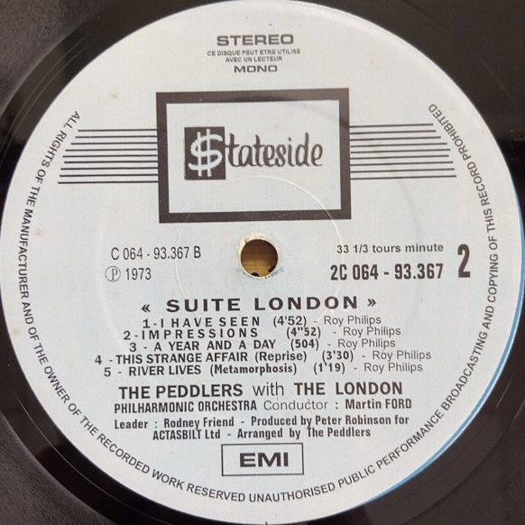 THE PEDDLERS AND THE LONDON PHILHARMONIC ORCHESTRA SUITE LONDON LP_画像2