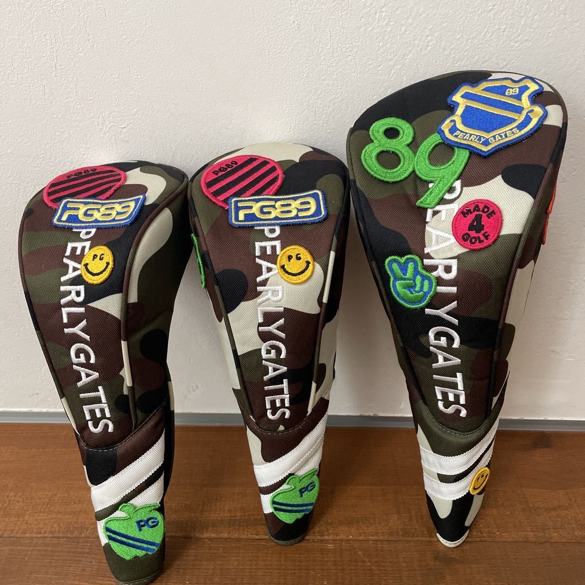 美品 パーリーゲイツ ワッペンカモ 迷彩 ヘッドカバー 美品 パーリーゲイツ ワッペンカモ 迷彩 ヘッドカバー