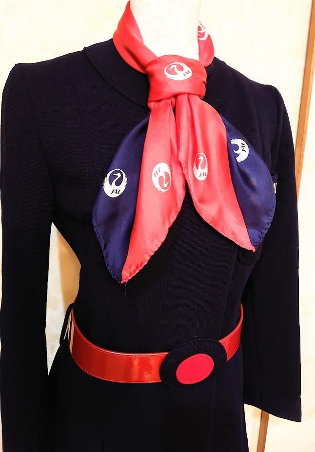 【希少】JAL CA5代目 制服のスカーフ 赤紺スカーフ - ヤフオク!
