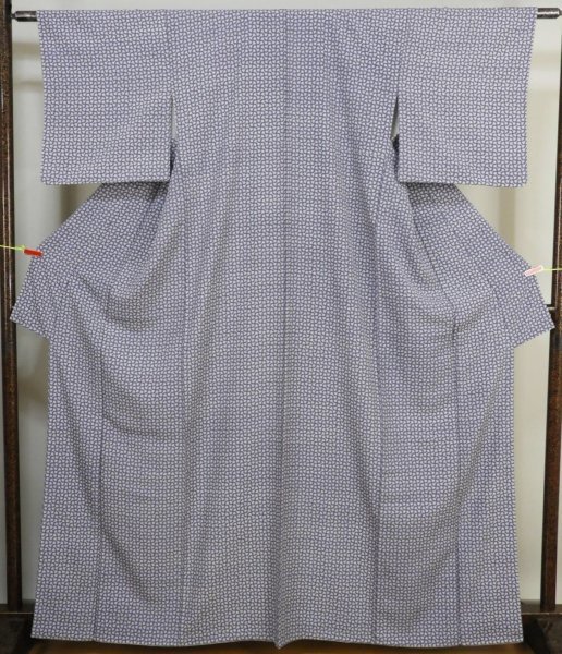 E51　正絹　小紋着物　創作的な柄　【美品】　身丈164cm