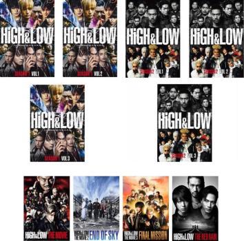 HiGH ＆ LOW 全10枚 TV版 SEASON1 全3巻、SEASON2 全3巻 + THE MOVIE、2、3 + THE RED RAIN レンタル落ち 全巻セット 中古 DVD_画像1