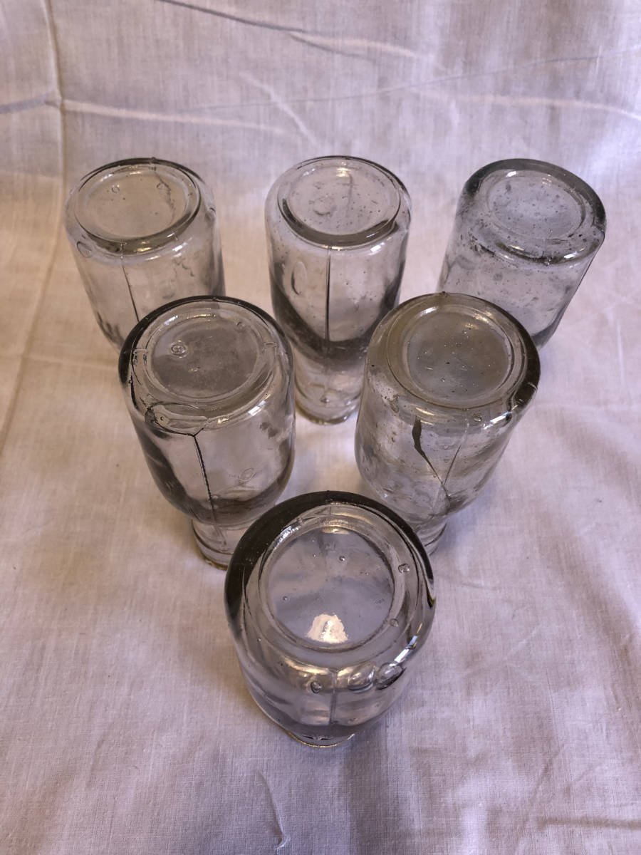 牛乳瓶型 レトロガラス瓶6個 昭和レトロ_画像8