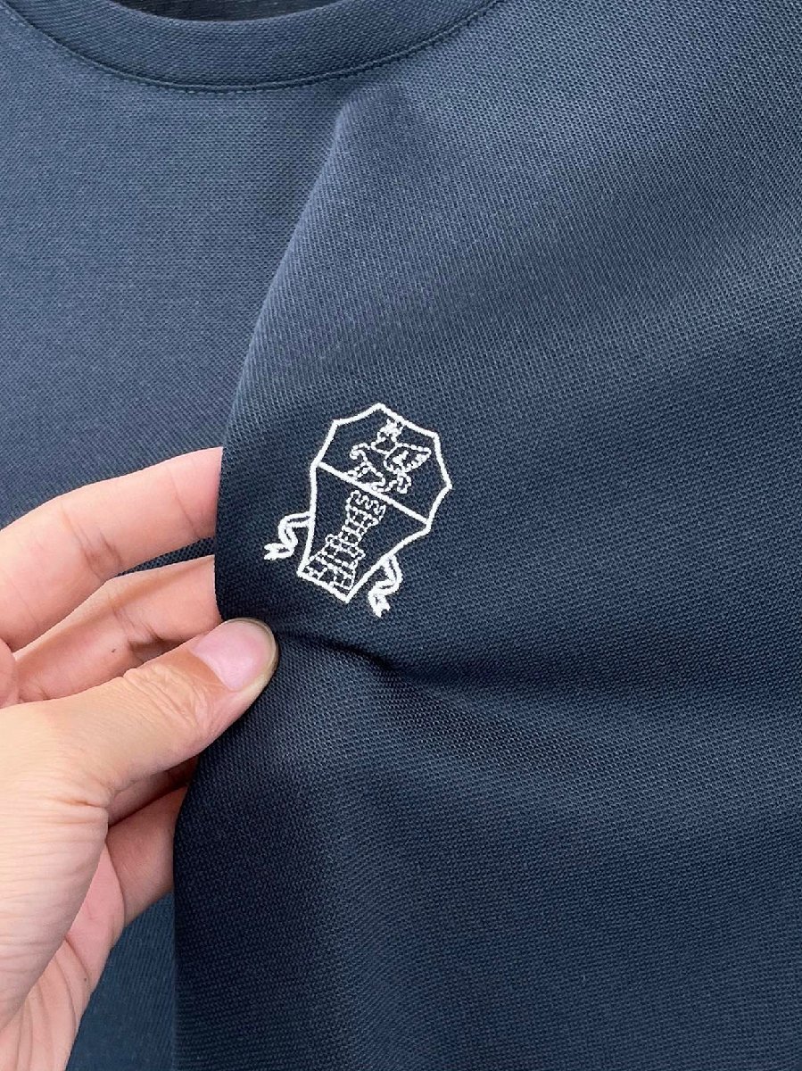 送料無料　Brunello Cucinelli　ブルネロクチネリ Tーシャツ　丸首　シルク使用　半袖　メンズ　無地　カジュアル　ネイビー　1120-56_画像4