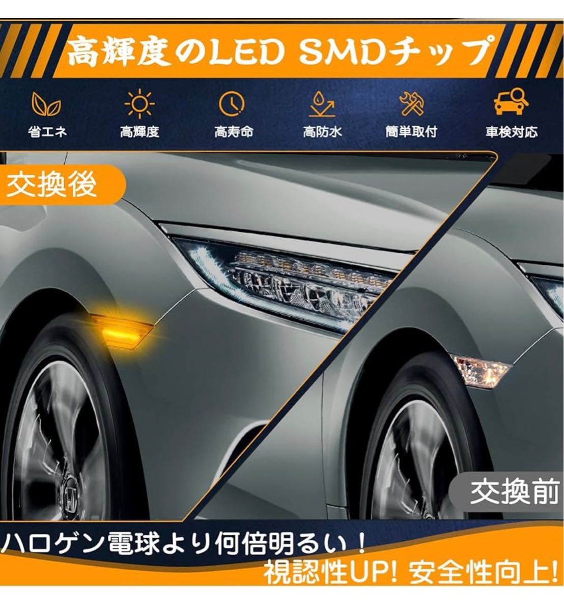 ホンダ適用 シビック 10世代目フロント フェンダー LED サイドマーカー