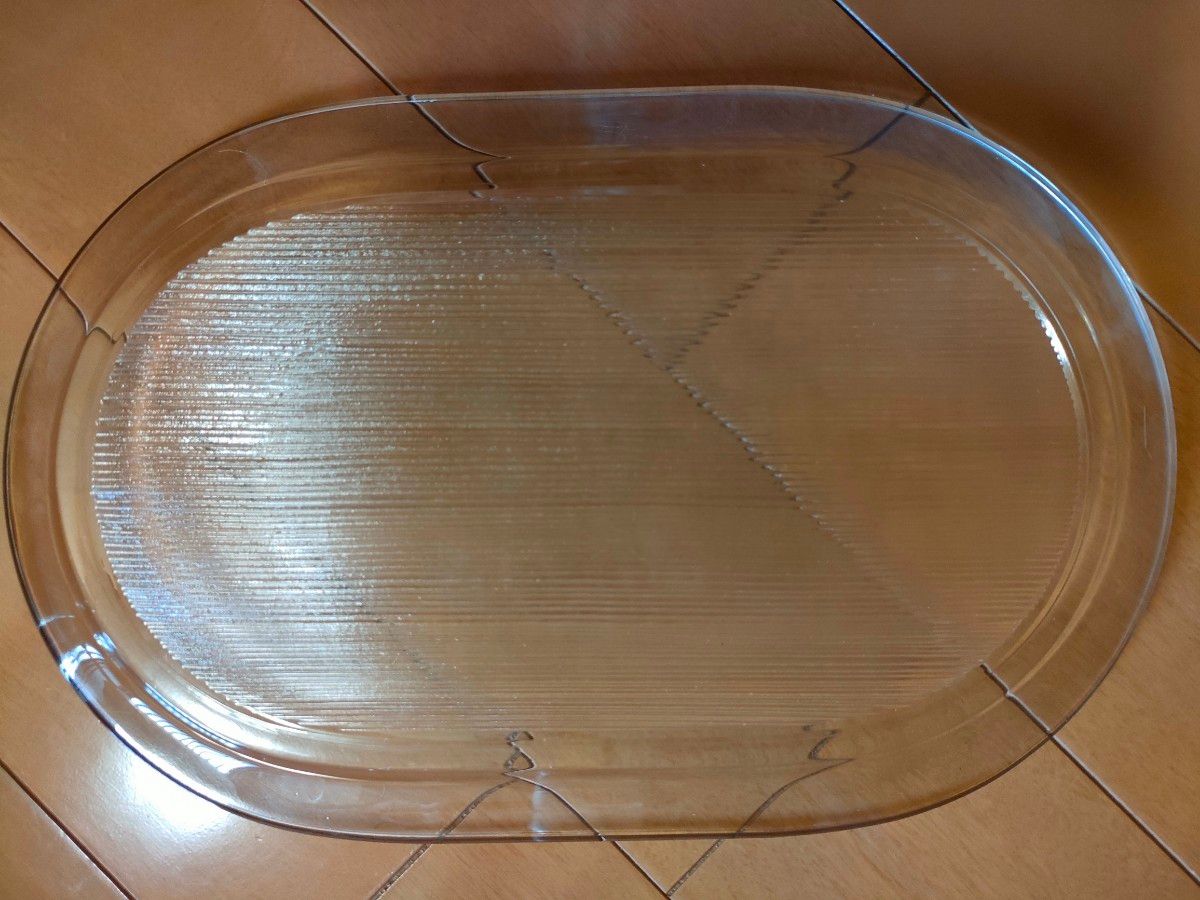 HOYA ホーヤ 保谷硝子 楕円大皿 柾目 コーディアルグラスコレクション 昭和レトロ