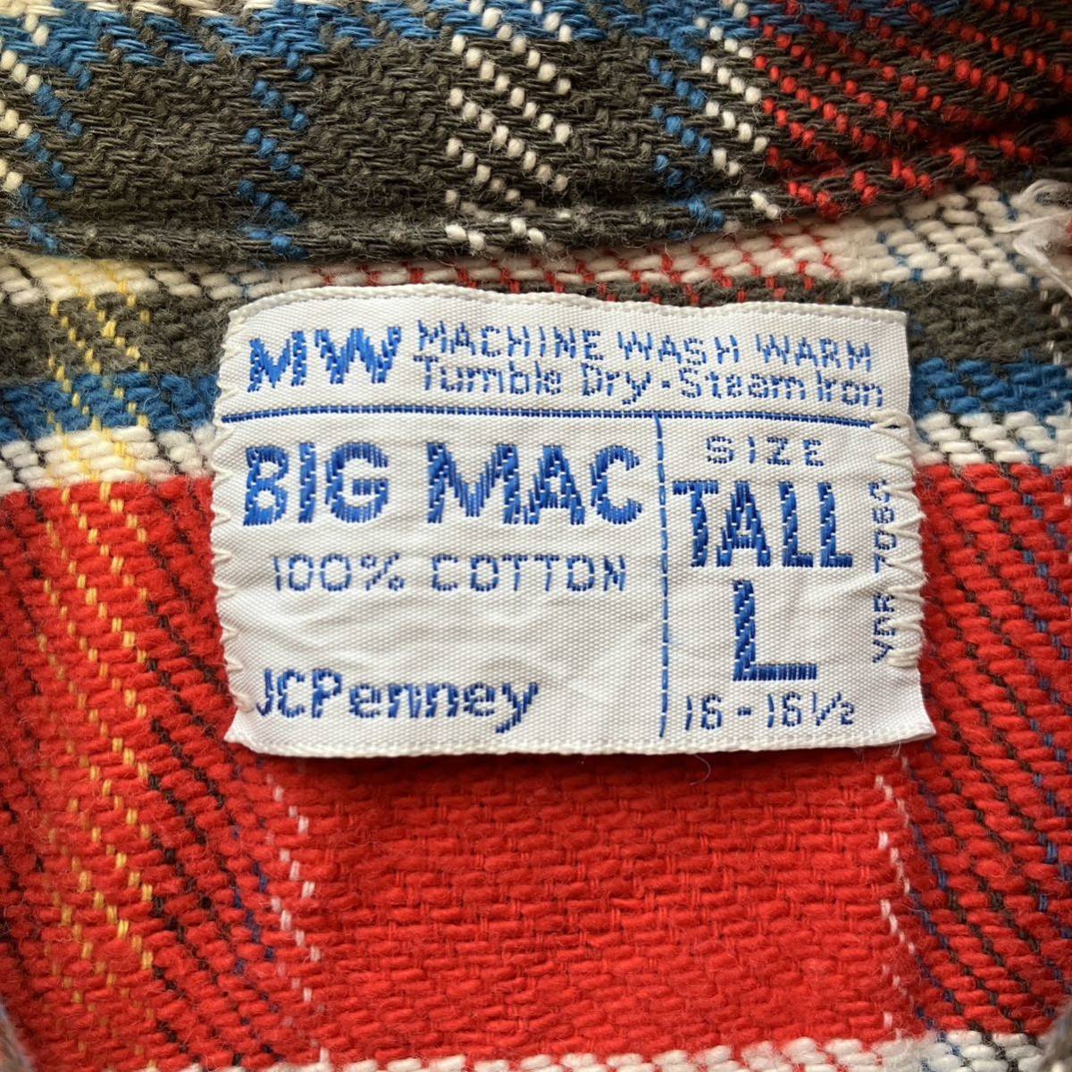 最安価格 ヘビーネルシャツ ビッグマック BIGMAC 【状態良好】70s