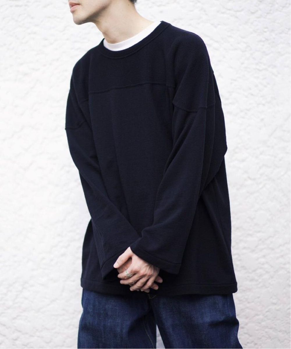 AW comoli ウールフットボールTシャツ NAVY 2