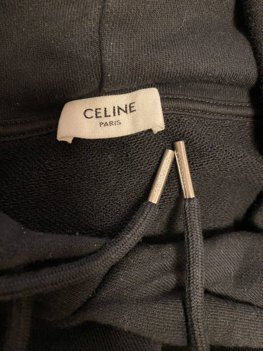 正規 21SS CELINE セリーヌ Hedi Slimane エディスリマン ロゴ プリント プルオーバー フーディー パーカー 黒 XXL 2Y321670Q_画像7