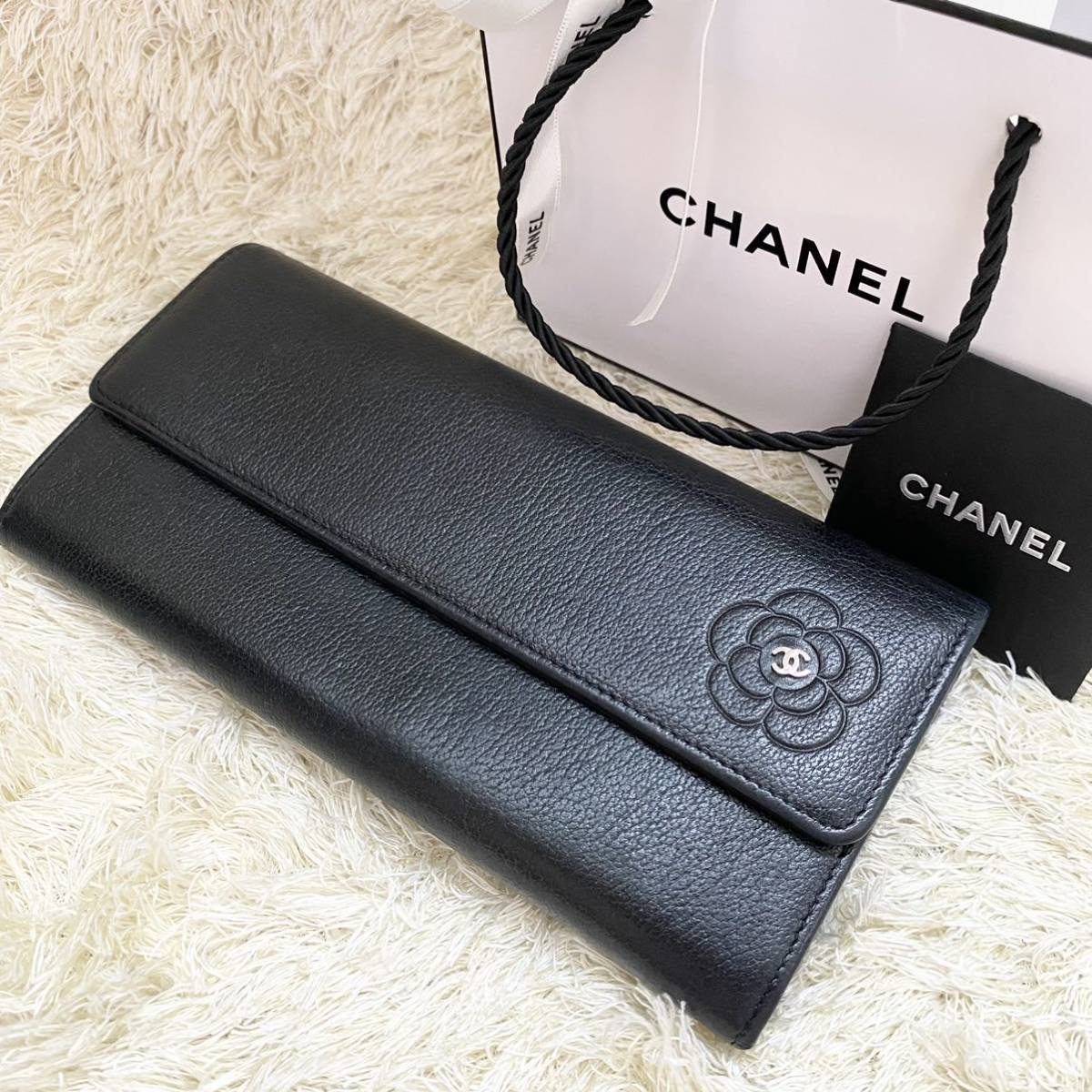 美品 CHANEL シャネル カメリア バタフライ フラップウォレット 財布