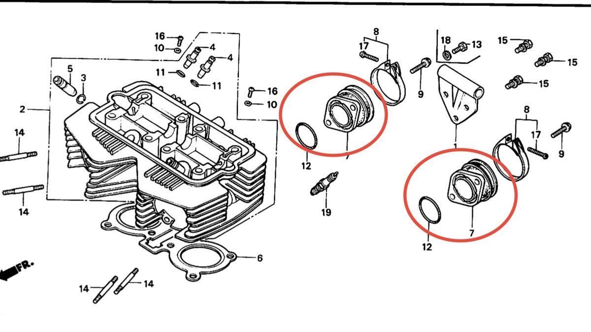 【送料無料】ホンダ純正CB250T CB250N ホーク3インシュレーター Oリング セット(ホーク エンジン キャブレター インマニ キャブホルダー)
