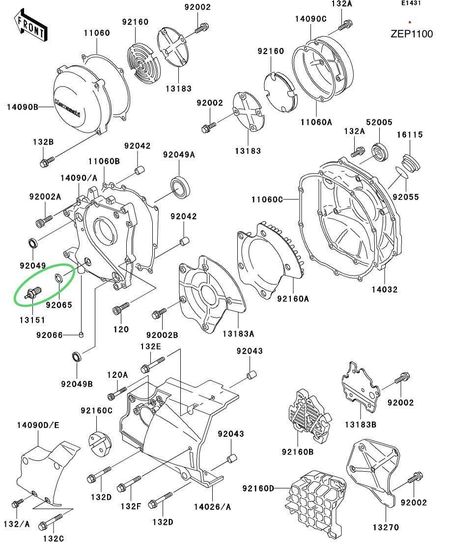 【送料無料】カワサキ純正 ゼファー1100 ゼファー1100RS ニュートラルスイッチ (センサー ガスケット ミッションカバー エンジン)の画像2