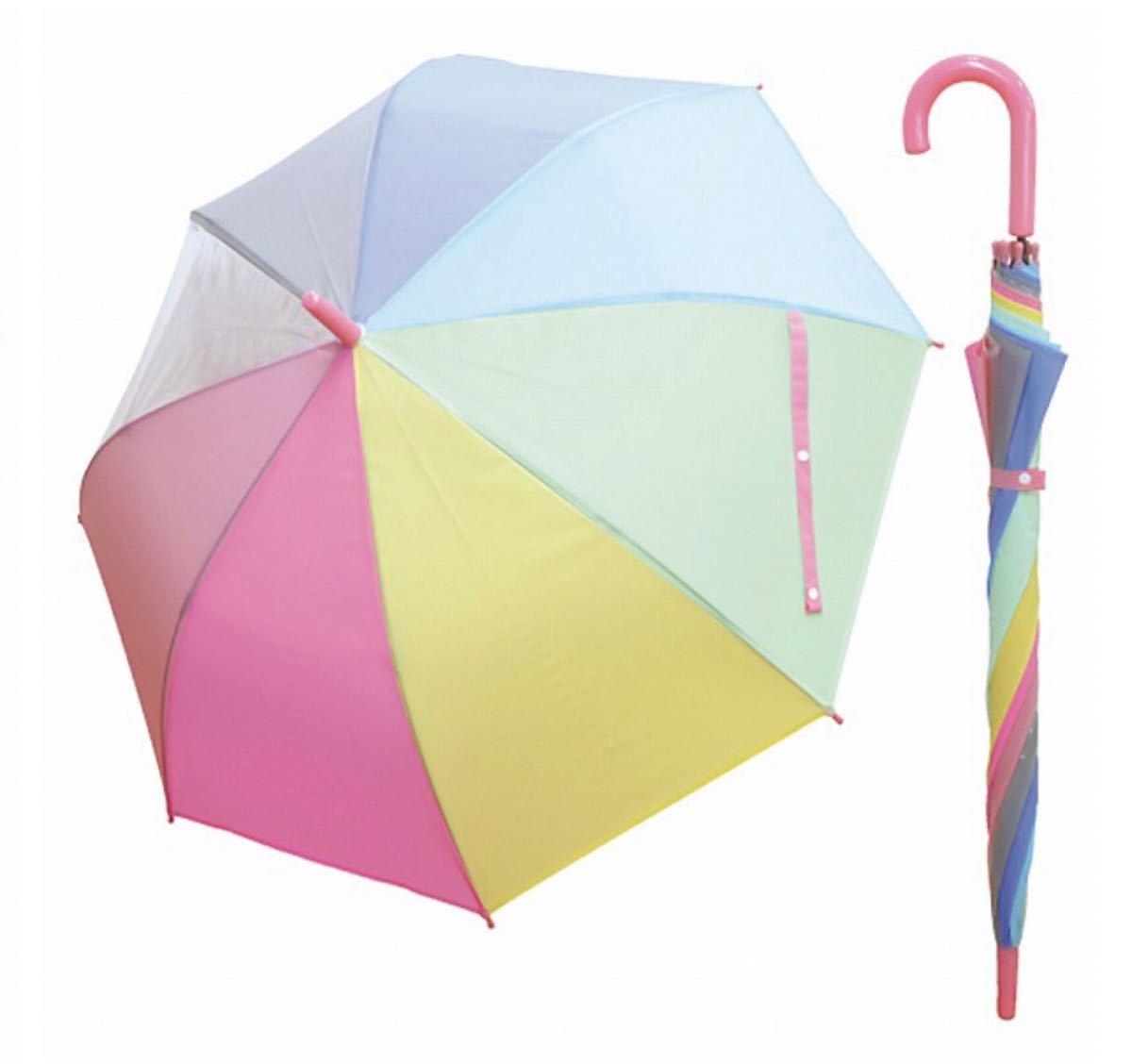 長傘　2本セット　58cm 虹色　レインボー　アンブレラ　レディース　キッズ　ピンク　グラスファイバー　ジャンプ傘　雨具_画像5