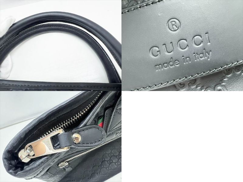 GUCCI　グッチ　シマ　ウェブ　トートバッグ　ボストン　レザー　黒　大きめ　246392_画像10