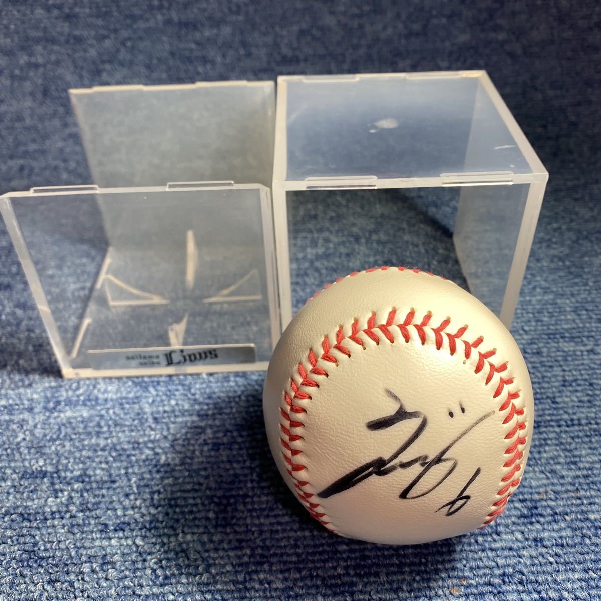  source rice field ... number 6 Lions lamp . official Logo lamp Saitama Seibu Lions autograph autograph ball in the case 