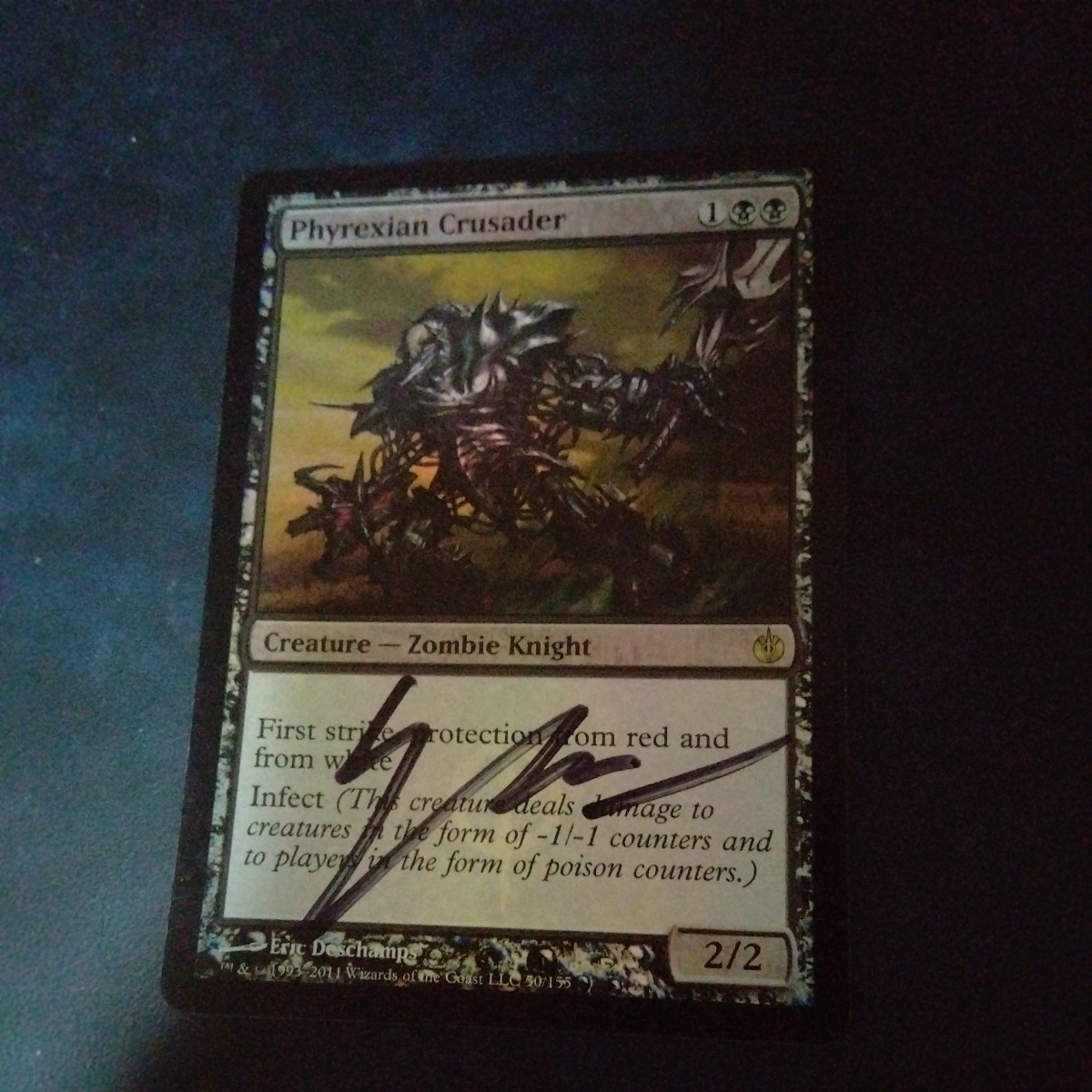 MTG 英語版 FOIL Phyrexian Crusader ファイレクシアの十字軍 直筆サイン入り 本物 マジックザギャザリング_画像1