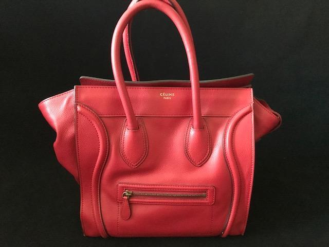 CELINE セリーヌ ラゲージ マイクロ ハンドバッグ レザー レッド