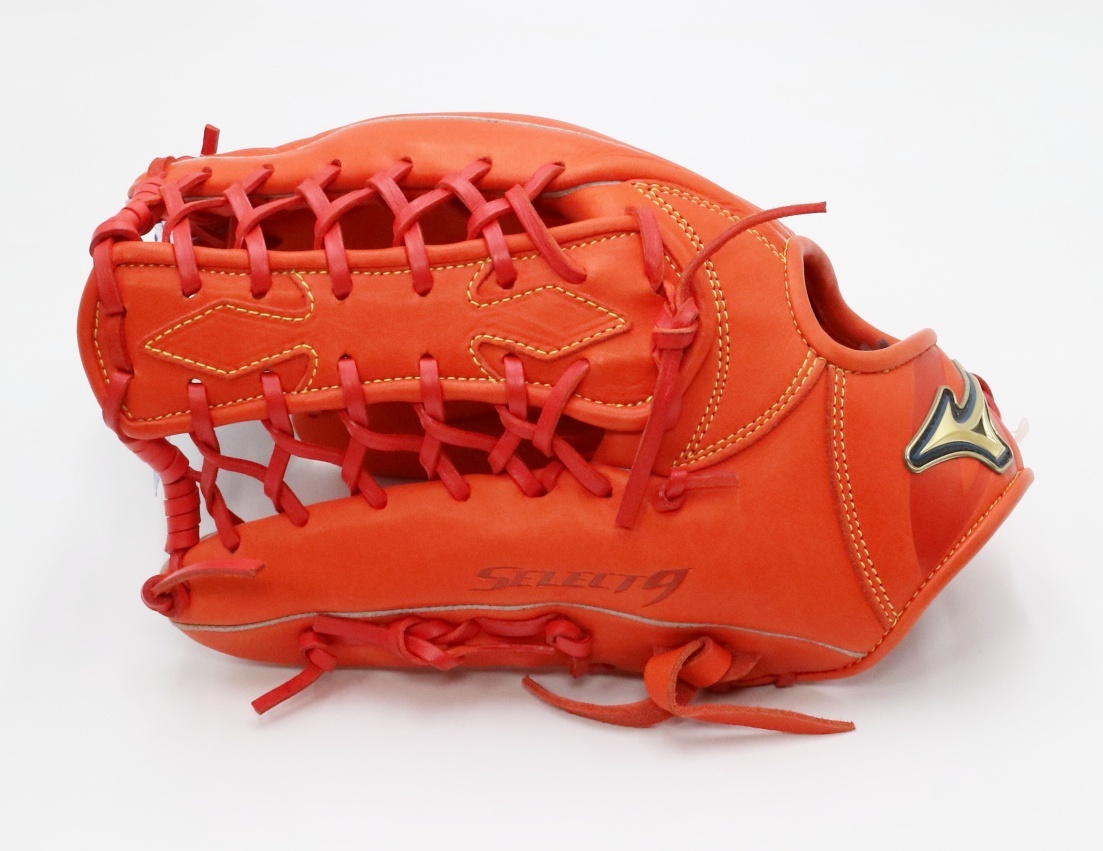 新品 ミズノ MIZUNO ソフトボール用 山田恵理モデル 左投げ用 1AJGS26807 セレクトナイン グローブ 天然皮革 牛革 オレンジ SELECT9の画像3