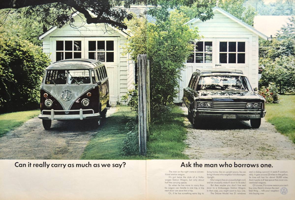  rare!1966 year Volkswagen advertisement /VW Station Wagon/ wagen bus / Germany car / old car /X
