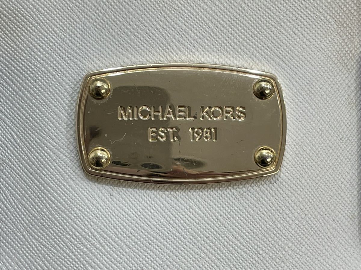 S3I431◆本物◆ マイケルコース MICHEAL KORS フェイクレザー ホワイト色 ロゴ ハンドバッグ_画像8