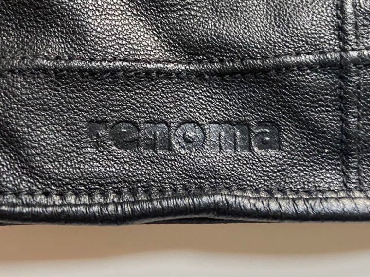B3I058◆ レノマ renoma 本革レザー ブラック色 ロゴ 手袋 グローブ サイズ25cm_画像8