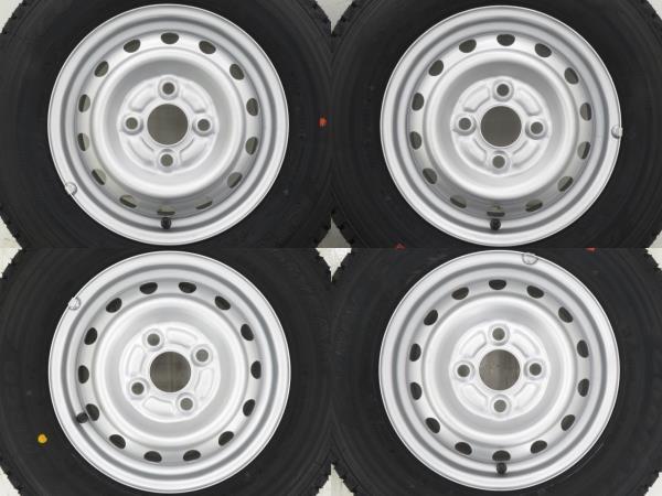 新品タイヤ 中古鉄ホイールセット 145R12 6PR LT 12インチ 12x4.00B 4穴 PCD100 145/80R12 80/78N LT相当 冬 ミツビシ a18457_画像3