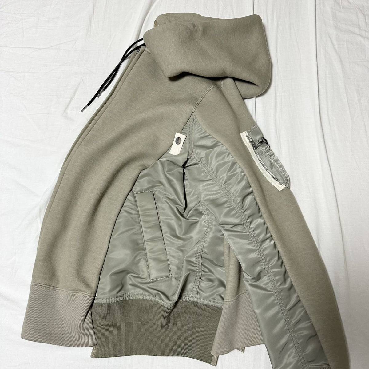 未使用品 定価¥59400 sacai 23SS Sponge Sweat×Nylon Twill Zip Hoodie