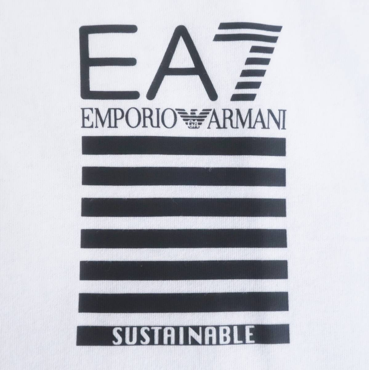 新品★EA7★エンポリオ アルマーニ★大きいサイズ★ホワイト Tシャツ★ブラック 7ライン ロゴ★白 XXL★EMPORIO ARMANI☆045_画像3