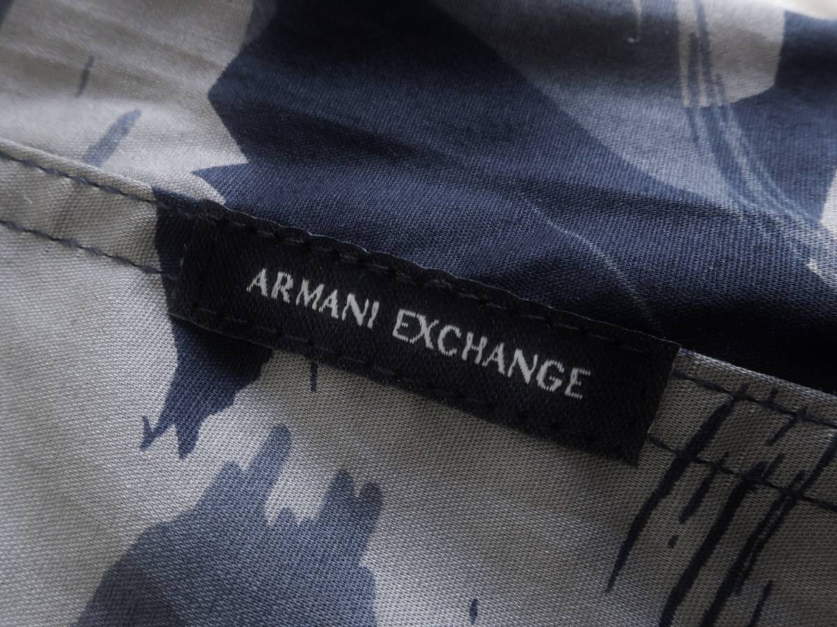  новый товар * Armani * камуфляж рубашка с длинным рукавом * темно-синий & серый серия утка * стрейч тонкий общий рисунок сорочка XL*AX ARMANI*340