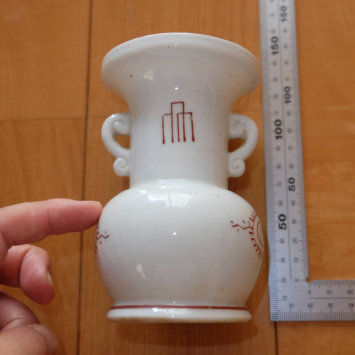 中古 花瓶 陶器製 仏具 仏壇 幅8cm x 奥行き8cm x 高さ12cm_画像2