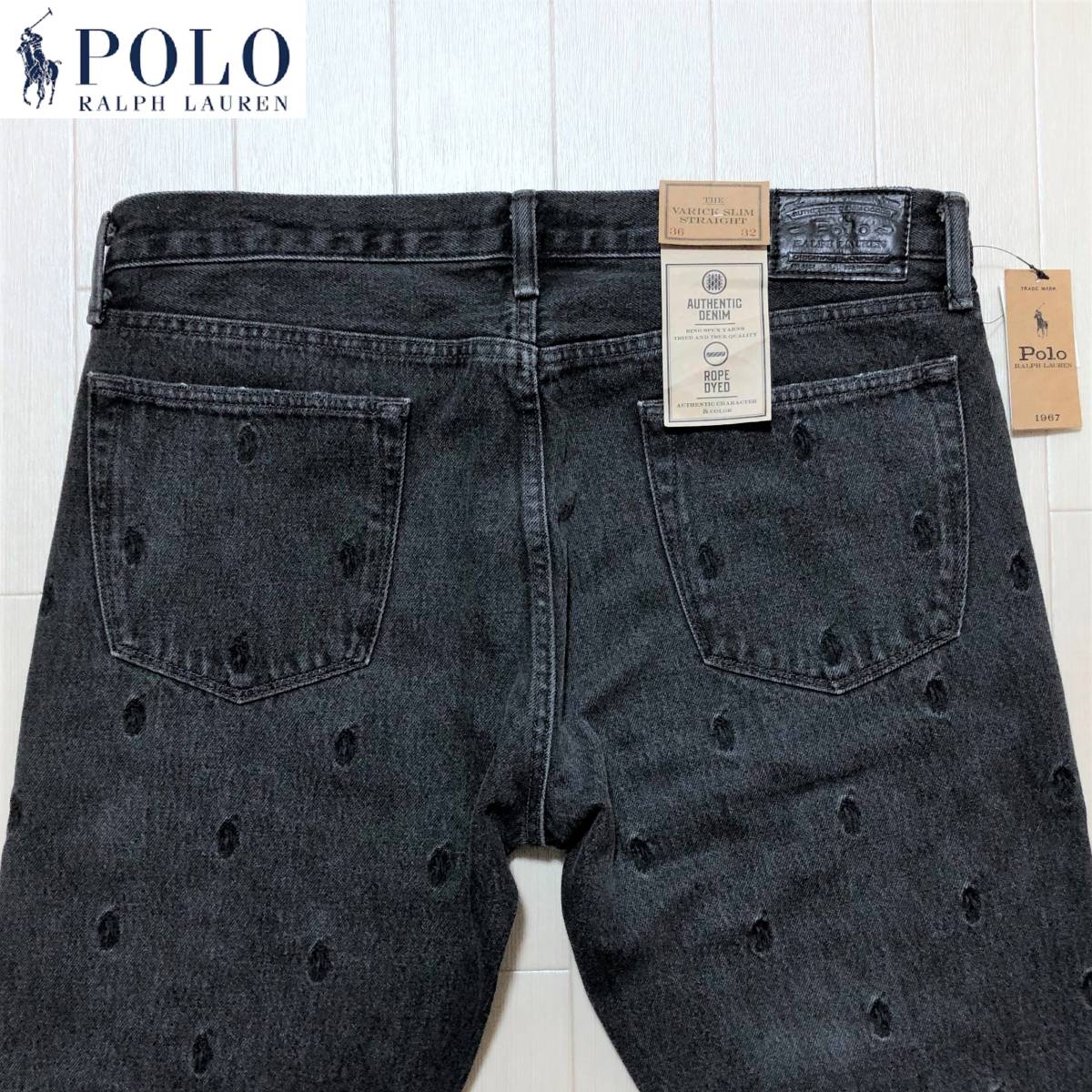 Polo Ralph Lauren Polo Ralph Lauren po колено общий рисунок вышивка черный джинсы W36 L32