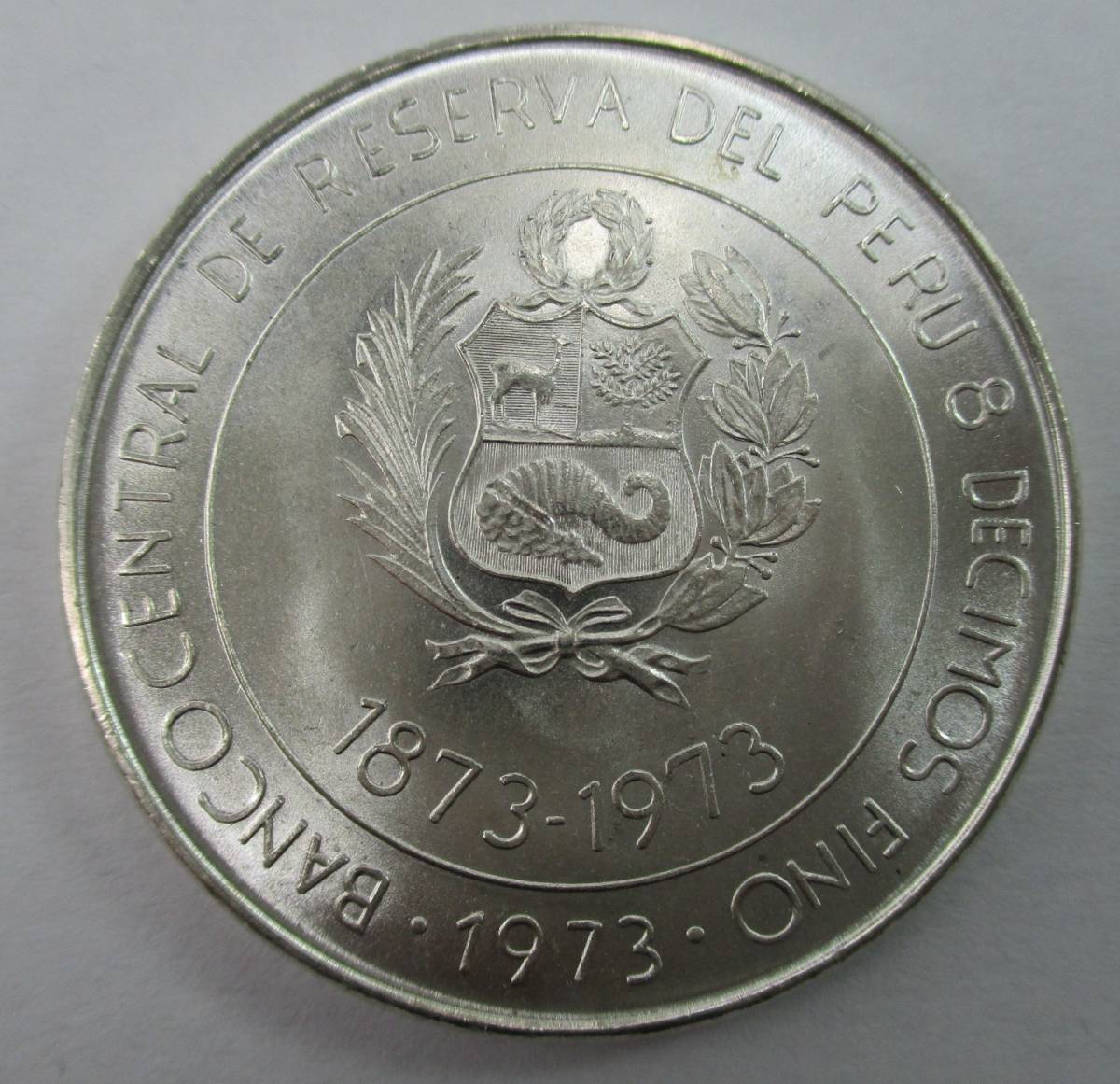 M-705　日本ペルー修好100周年記念　100soles de oro 銀貨　1873・1973　100ソル銀貨　美品　_画像1