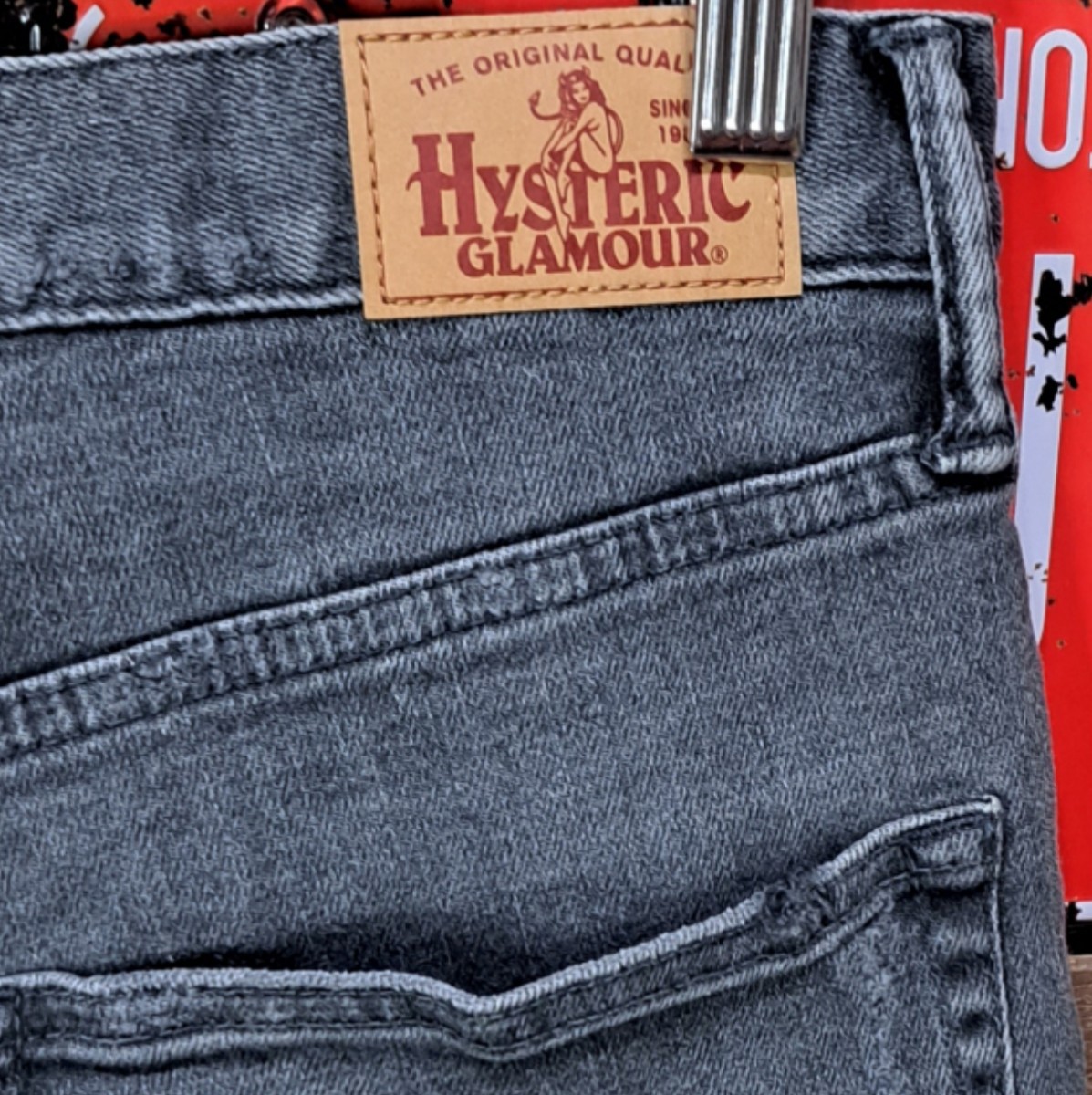 HYSTERIC GLAMOUR ヒステリックグラマー×ローリングストーンズ　ワッペン　カスタム　ストレッチ　ショートデニム　グレー　31_画像6