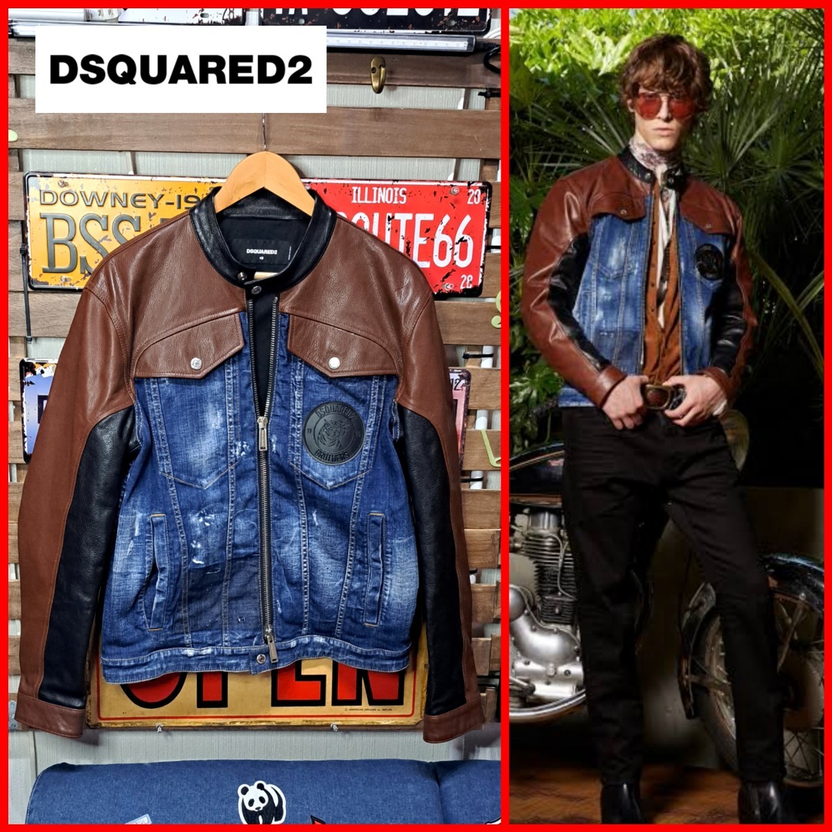 定価￥26万】Dsquared2 ディースクエアード コンビレザー シングル