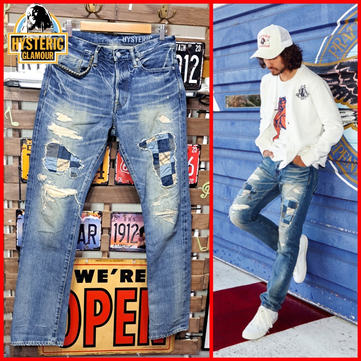 【定価￥52,800】HYSTERIC GLAMOUR ヒステリックグラマー　SBP加工　スタッズ　デニム　ジーンズ　31インチ